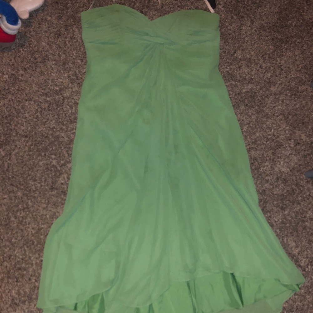 David’s Bridal Strapless Bridesmaid Green Dress